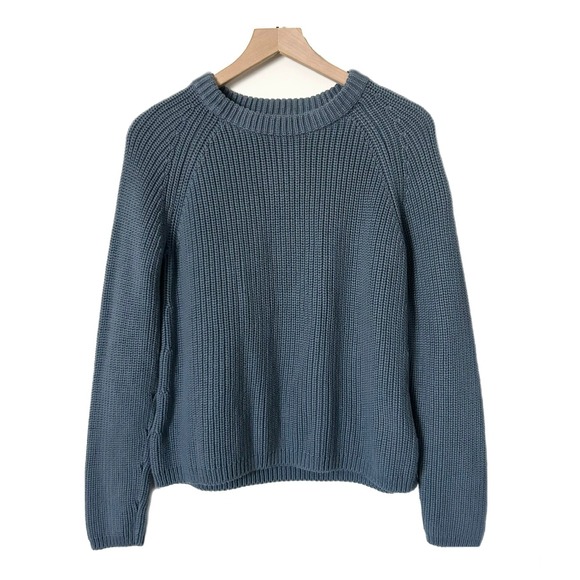 Quince 100% Organic Cotton Fisherman Sweater in Glacier Blue Size Medium - Picture 2 of 6